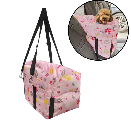 Assento Pet para Apoio de Braço Central do Carro Booster 45x25x25cm / Rosa - Patas A - Assento Carro - 01