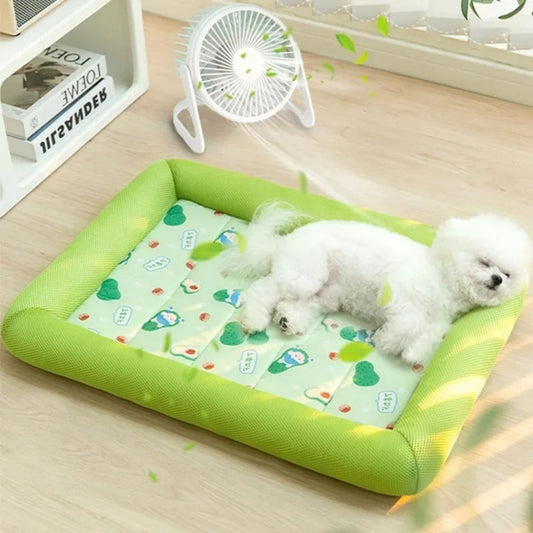 Cama gelada para cachorro e gato Oasis Verde / P A - Cama Resfrecante- 01