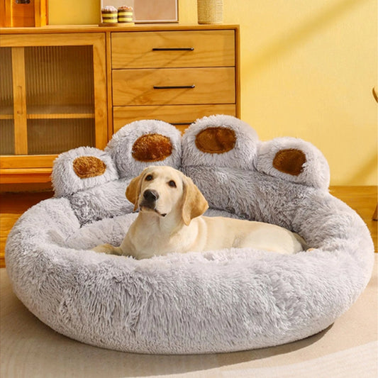 Cama para Cachorro Ultra Macia com cabeceira de patas PawRest Cinza / P 50cm SC - 01
