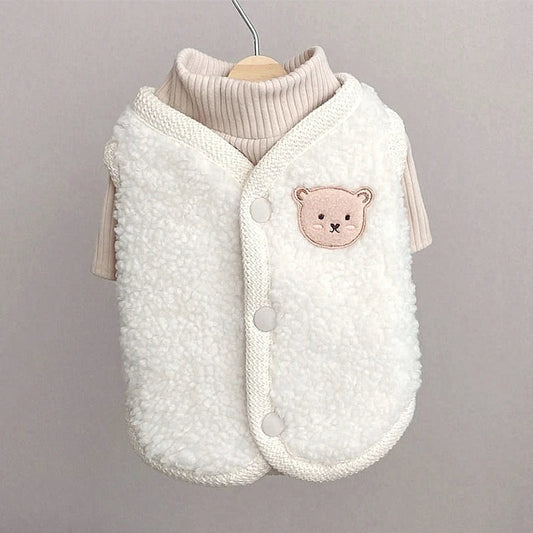 Colete Quente com Botão para Cães BRANCO / PP R - Roupas - 18