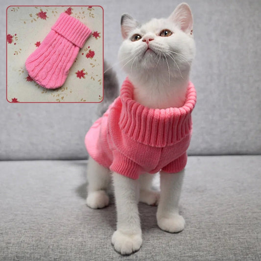 Roupa Quente de Malha para Cães e Gatos Rosa / PP R - Roupas - 15 EW