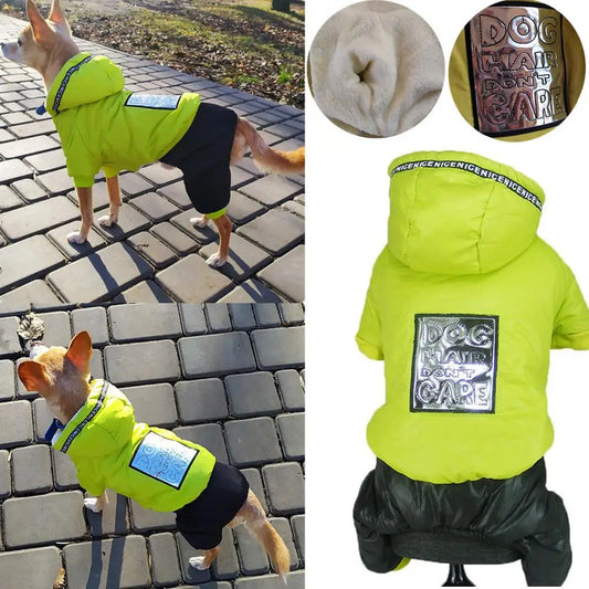 Macacão Para Cachorro Verde Neon Com Capuz E Detalhe Refletivo