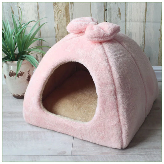 Casinha Pet com Laço Decorativo Estilo Fofo e Forro Térmico