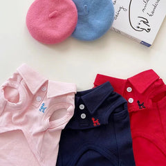 Camiseta Para Cachorro Polo Listrada Com Gola Social