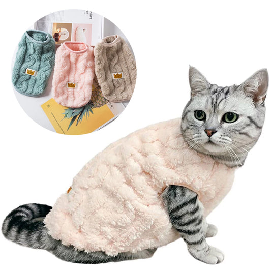 Colete Para Gato Em Pelúcia Super Macia E Toque Aveludado