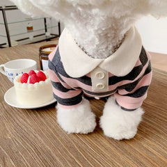 Camiseta Para Cachorro Polo Listrada Com Gola Social