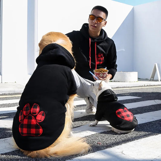 Moletom Para Cachorro Preto Com Estampa De Pata Xadrez