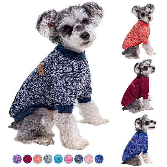Suéter Térmico para Cães Pequenos com Malha Mesclada e Gola Alta
