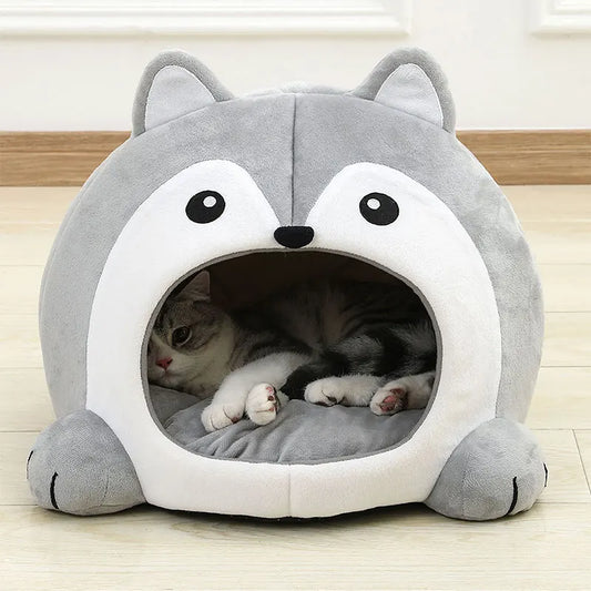 Toca Iglu de Pelúcia para Gatos — Formato de Guaxinim