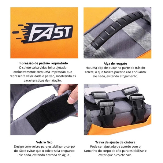 Colete Aquáticas Salva-Vidas para Cães COLETE VIDAS - 01