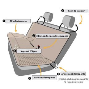 Assento Impermeável de Carro para Pet - Aspen