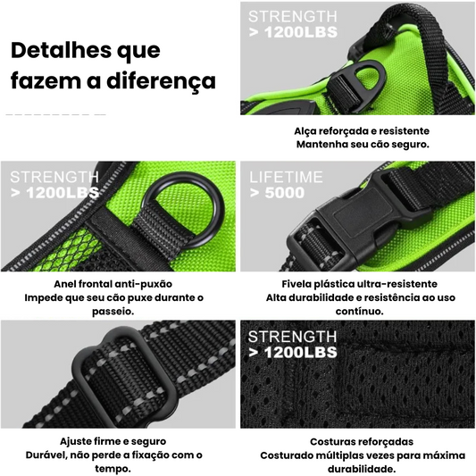 Peitoral com LED Recarregável para Cães Segurança Noturna