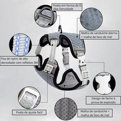 Peitoral Com Guia Para Gato - Nova C - PEITORAL GATO - 01