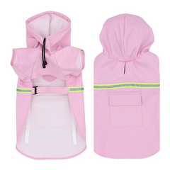 Capa de chuva para cachorros com faixa refletiva DryPet Rosa / P CC - 02