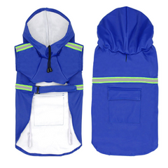 Capa de chuva para cachorros com faixa refletiva DryPet Azul / P CC - 02
