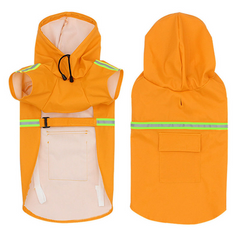 Capa de chuva para cachorros com faixa refletiva DryPet Laranja / P CC - 02