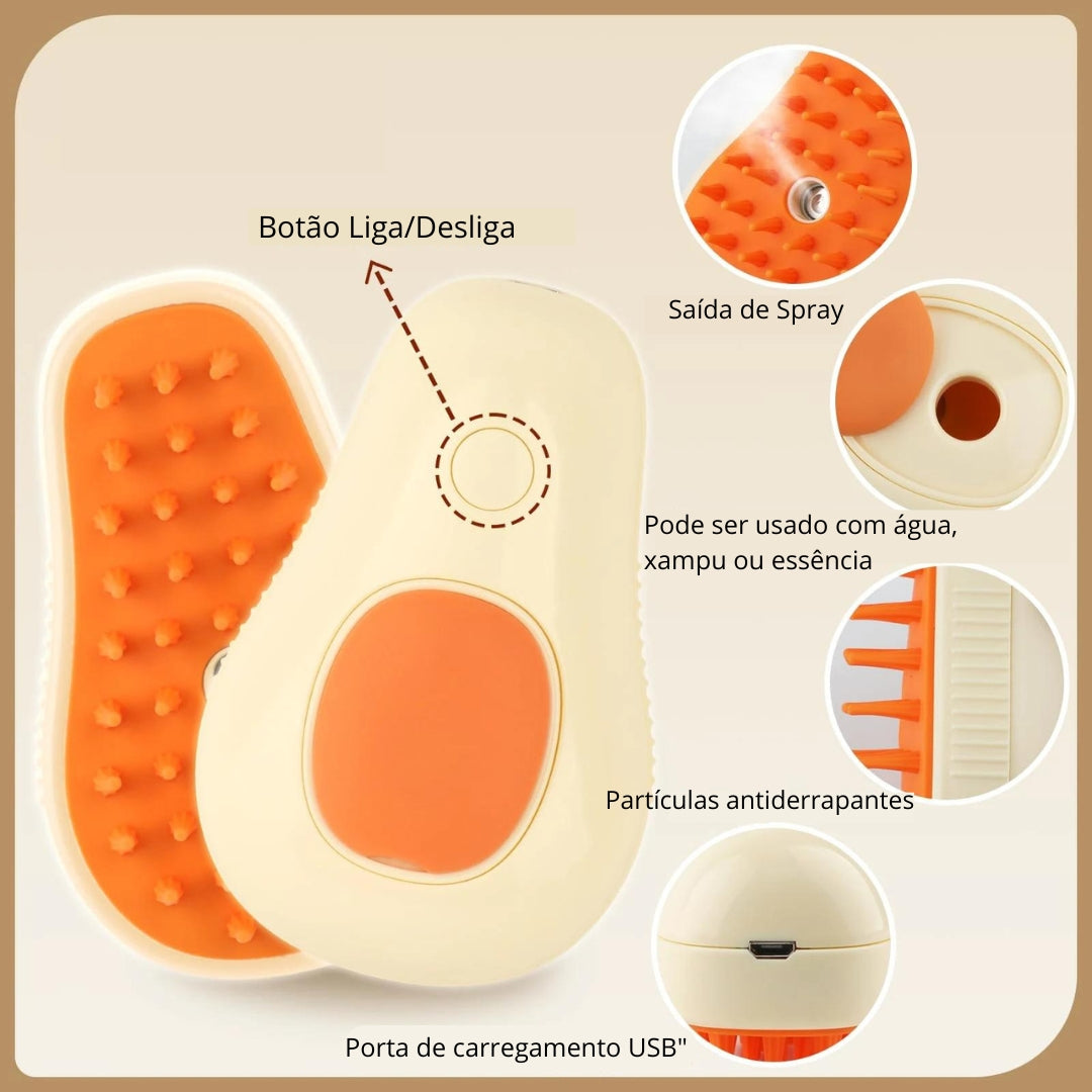 Escova a Vapor 3 em 1 para Cães e Gatos - Elebri