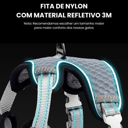 Peitoral Com Guia Para Gato - Nova C - PEITORAL GATO - 01