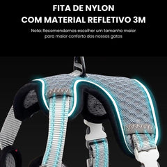 Peitoral Com Guia Para Gato - Nova C - PEITORAL GATO - 01