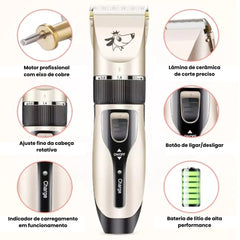 Aparador de Pelos Profissional sem Fio para Pet unica A - Aparador pelos pe - 02