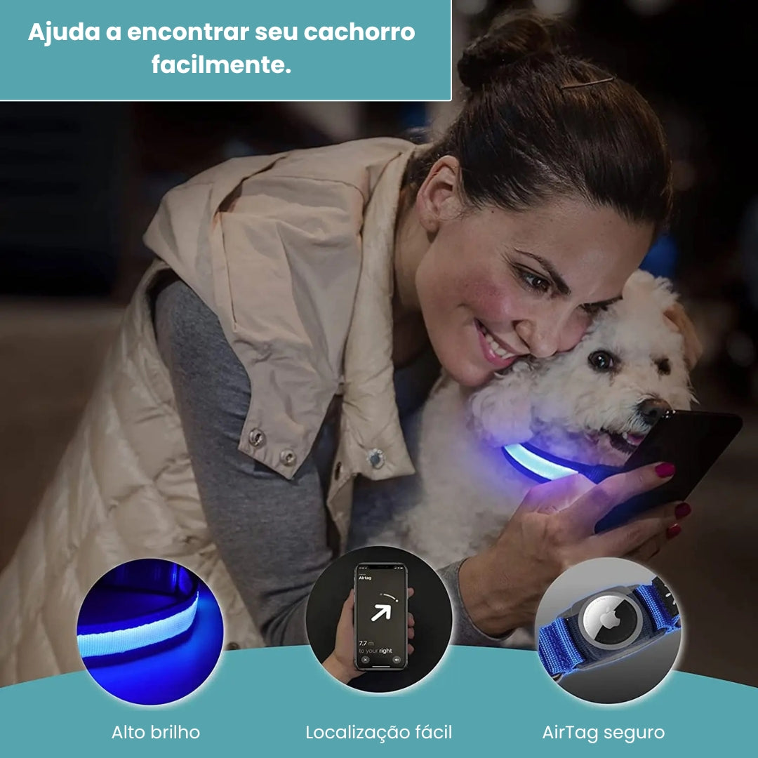 Coleira LED com Suporte para AirTag Luna LN521