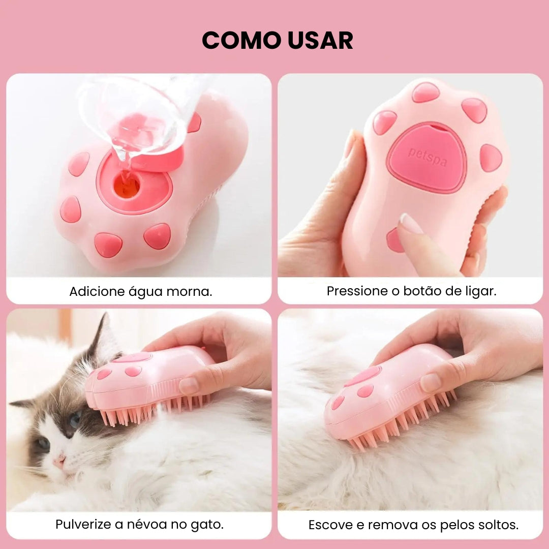 Escova a Vapor 3 em 1 para Cães e Gatos - Elebri