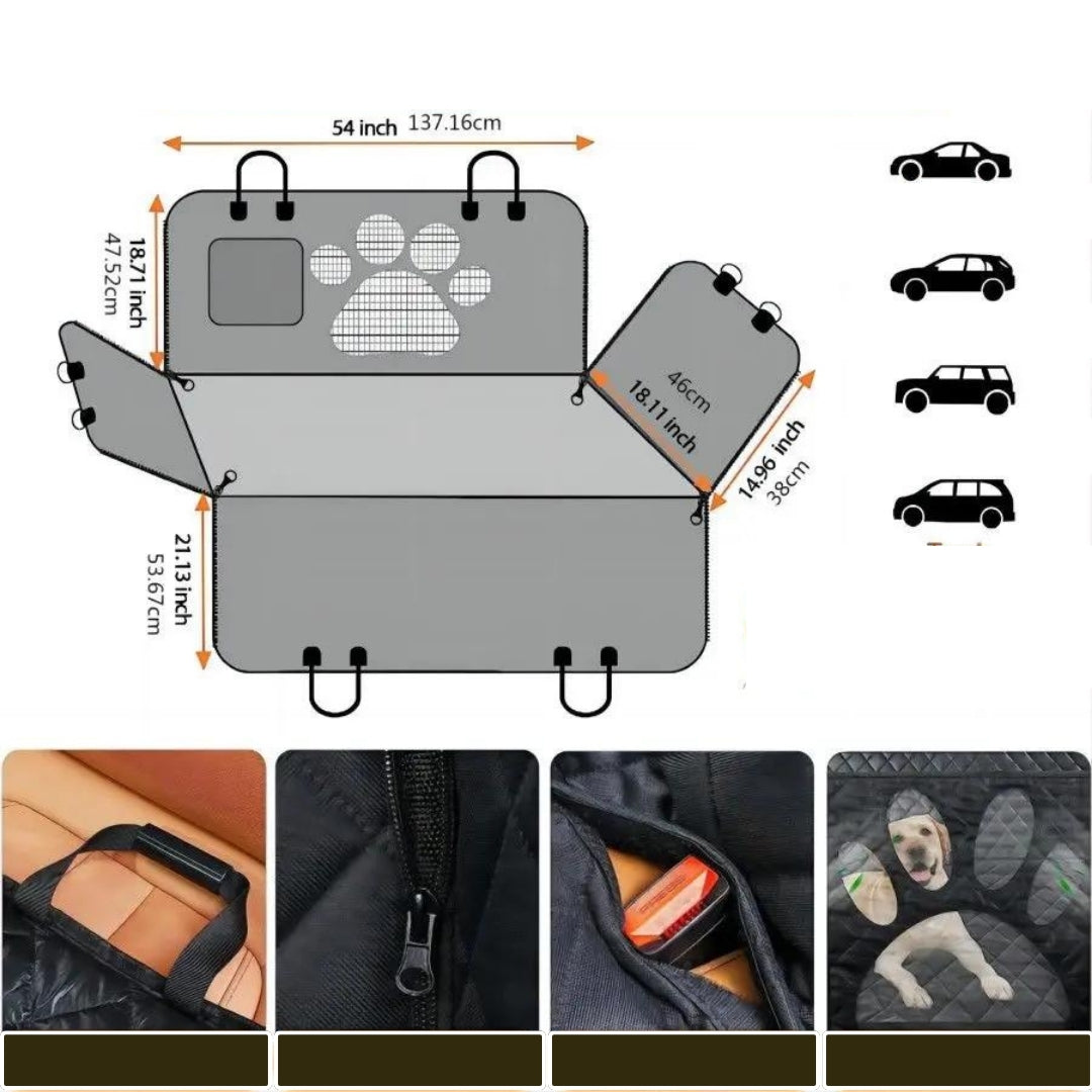 Capa de Carro para Cachorro - Capix Preto e Laranja A - Assento carro - 14