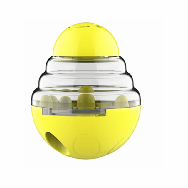 Brinquedo interativo para cães e gatos com dispenser de ração EggToy Amarelo BI - 02