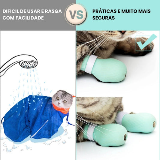 Botinhas Anti-arranhões Para Gatos ProtetBot Azul - 4 Unidades / Unico S - Bota arranhões - 01