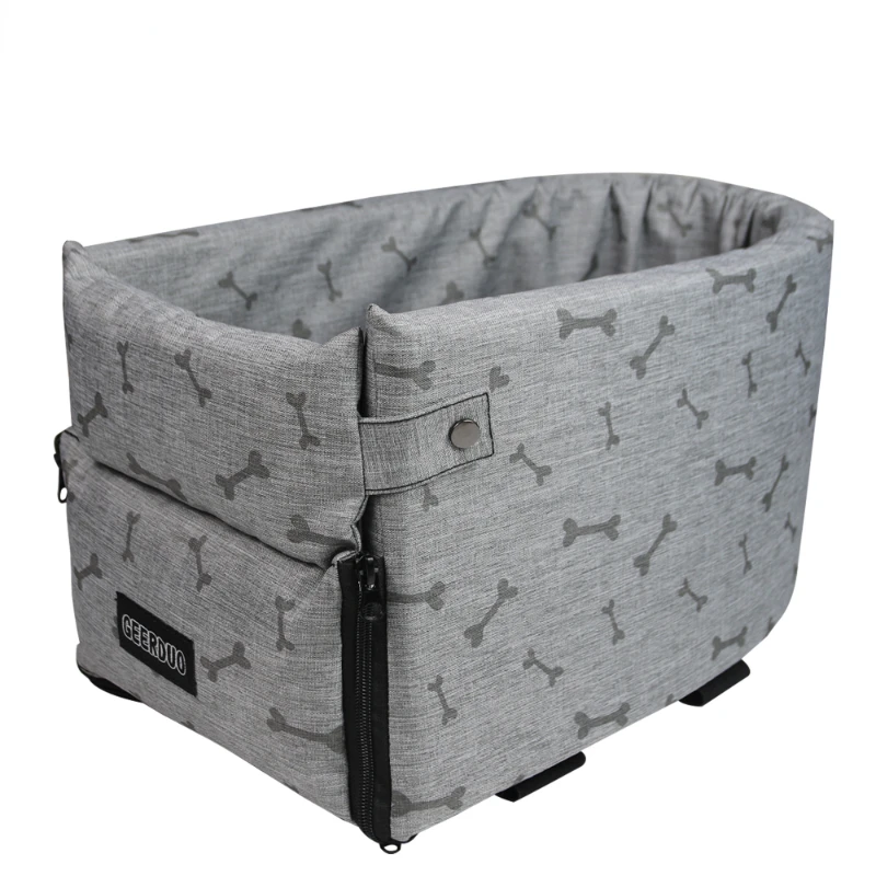 Caminha assento para transporte de gatos em automóveis Geerduo Cinza com ossinhos / 25x45x23cm AC - 03