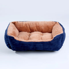 Cama de Pelúcia Quadrada Para Pet Azul / PP (43X34X12CM) S - CAMA - 01
