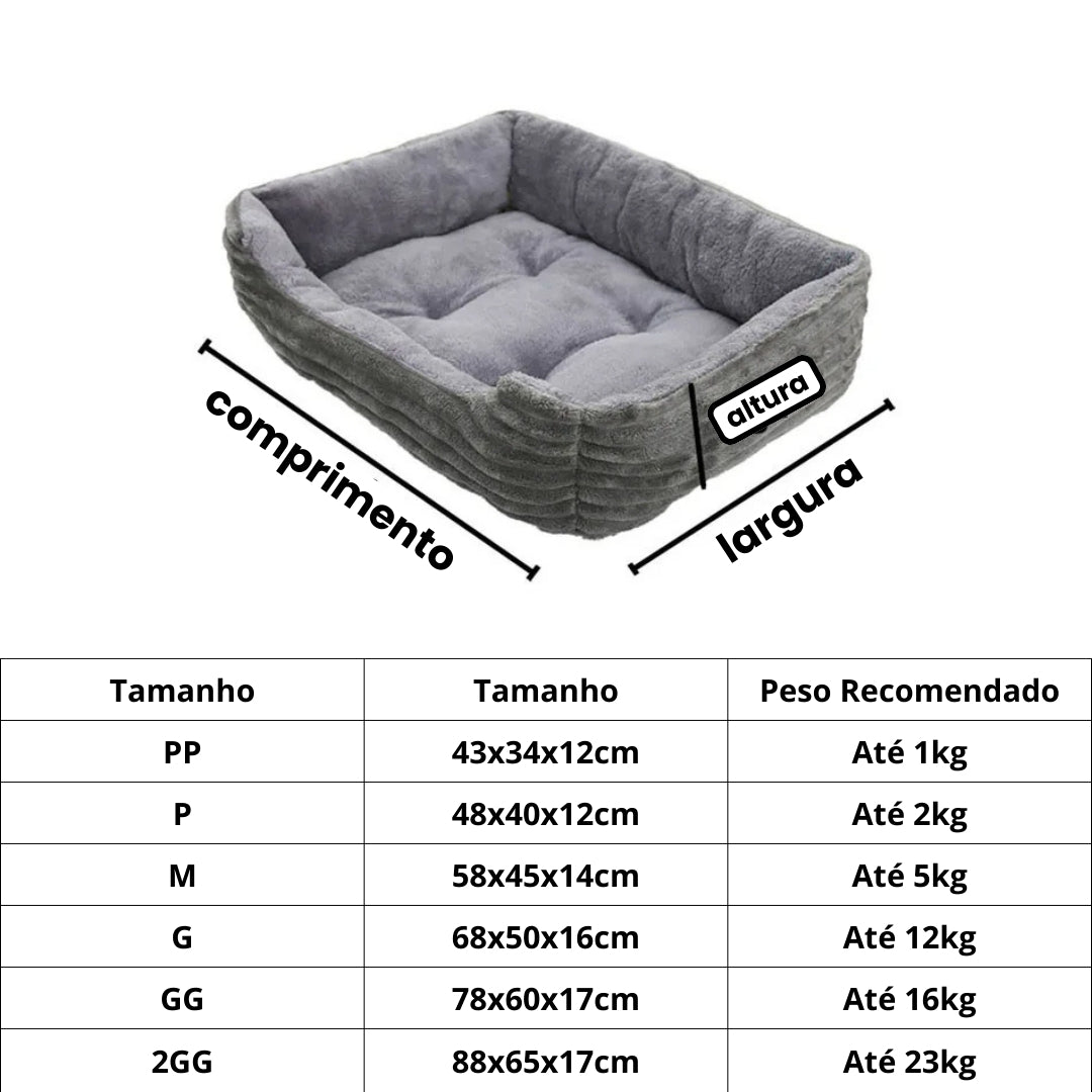 Cama de Pelúcia Quadrada Para Pet