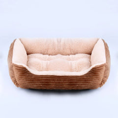 Cama de Pelúcia Quadrada Para Pet Marrom / PP (43X34X12CM) S - CAMA - 01