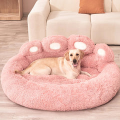 Cama para Cachorro Ultra Macia com cabeceira de patas PawRest Rosa / P 50cm SC - 01