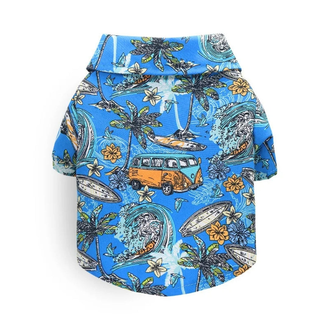 Camisa Florida para Cachorros Azul Carro / PP A - Camisa - 01