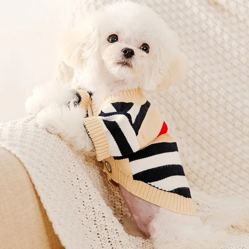 Cardigan de Malha Listrada para Animais R - Roupas - 13