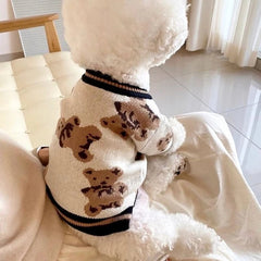 Cardigan de Malha Listrada para Animais Bege Marrom / PP R - Roupas - 13