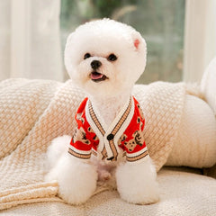 Cardigan de Malha Listrada para Animais Vermelho / PP R - Roupas - 13