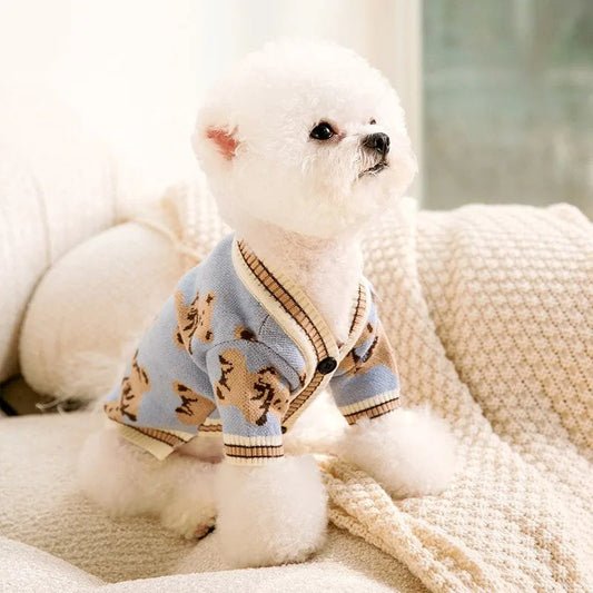 Cardigan de Malha Listrada para Animais Azul / PP R - Roupas - 13