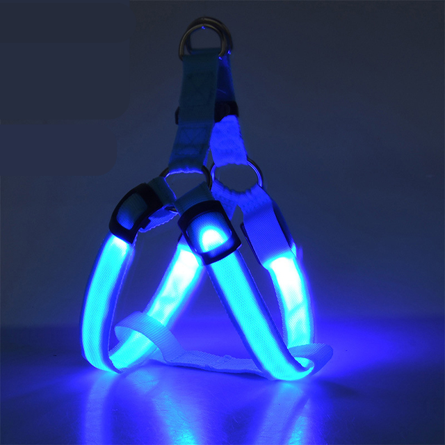 Coleira peitoral que brilha no escuro ShineLight Azul / PP CL - 04