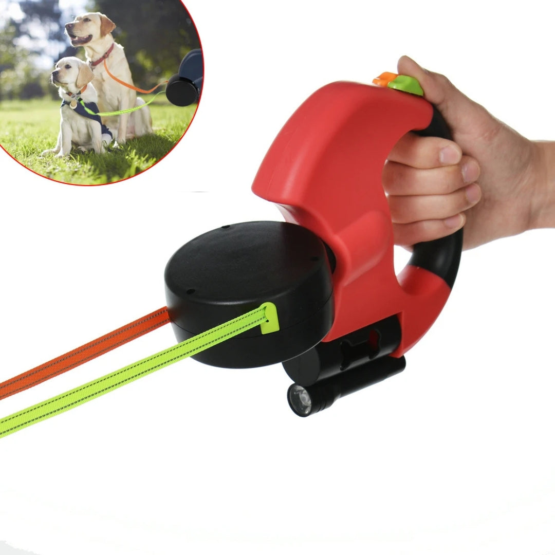 Guia Dupla para Cães com Lanterna DuplaFlex Vermelho / 3 M - 8 KG A - Guia Dupla - 01
