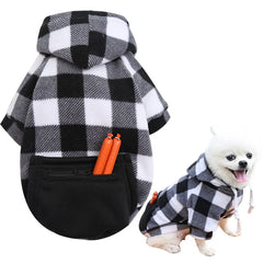 Casaco Para Cachorro Xadrez Com Capuz E Bolso Traseiro