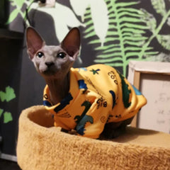 Pijama Estampado para Gatos em Malha Suave com Fechamento em Botões