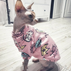Pijama Estampado para Gatos em Malha Suave com Fechamento em Botões