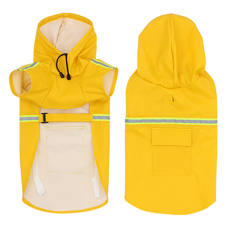 Capa de chuva para cachorros com faixa refletiva DryPet Amarelo / P CC - 02