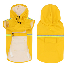 Capa de chuva para cachorros com faixa refletiva DryPet Amarelo / P CC - 02