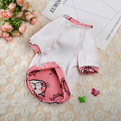 Pijama Estampado para Gatos em Malha Suave com Fechamento em Botões