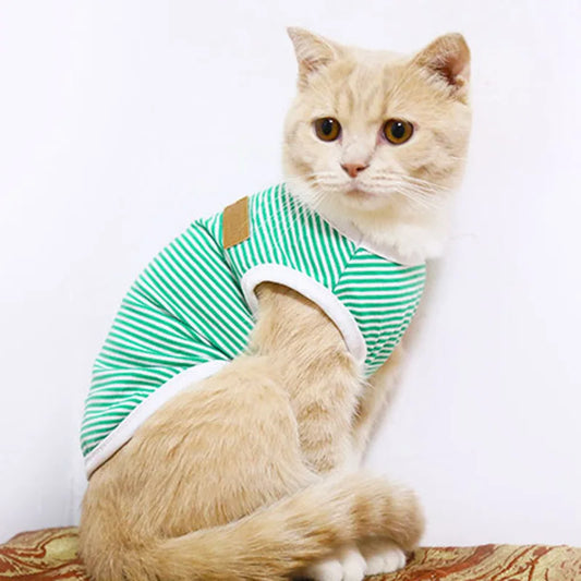Regata Listrada para Gatos em Malha Respirável
