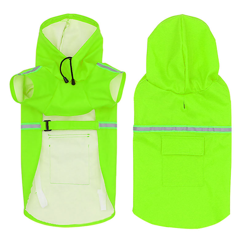 Capa de chuva para cachorros com faixa refletiva DryPet Verde / P CC - 02