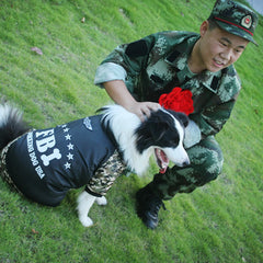 Macacão Camuflado de Inverno com Gola Alta e Estampa FBI para Cães